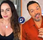 Viviane Ara&uacute;jo e o cantor Belo. 