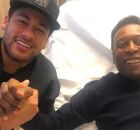 Neymar em visita ao Rei Pel&eacute; no hospital 
