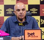 Yuri Rom&atilde;o durante coletiva que anuncia sua sa&iacute;da antecipada do Sport.