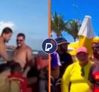 Turistas que sofreram agress&otilde;es e barraqueiros de Porto de Galinhas.