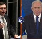 Fl&aacute;vio Bolsonaro e Benjamin Netanyahu.