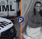 Carros do IML e Elis&acirc;ngela Santos Oliveira, v&iacute;tima que foi morta pelo marido.