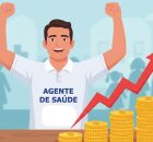 Imagem ilustrativa de um Agente de Sa&uacute;de comemorando aumento salarial.