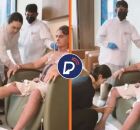 Michelle cuidando de Bolsonaro durante interna&ccedil;&atilde;o em abril deste ano.