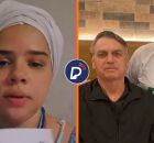 Mulher acusada de macumba e ela ao lado de Bolsonaro.