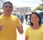 prefeito de Cust&oacute;dia, Manoel Messias, e vice prefeita Anne Lira.