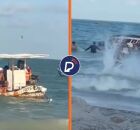 Barco com turistas vira na Ilha de Itamarac&aacute;.