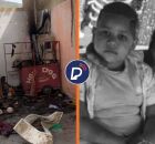 Casa ap&oacute;s inc&ecirc;ndio e crian&ccedil;as que morreram em decorr&ecirc;ncia das chamas.