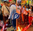 Deputado do PSOL p&otilde;e fogo em bandeira dos EUA.