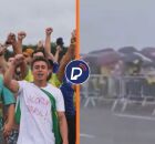 Nikolas Ferreira junto de aliados em caminhada e local onde raio atingiu manifestantes.