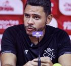 Guilherme dos Anjos em entrevista coletiva.