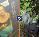 Corretora Daiane Alves Souza, de 43 anos, em elevador antes de desaparecer e local de mata onde corpo foi encontrado.