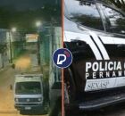 Local onde o crime ocorreu e viatura da PCPE.