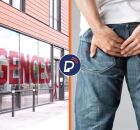 Hospital da Fran&ccedil;a onde homem chegou com proj&eacute;til e imagem ilustrativa de pessoa com m&atilde;os nas n&aacute;degas.