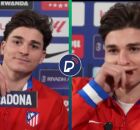 Juli&aacute;n &Aacute;lvarez faz brincadeira ap&oacute;s ouvir nome de Maradona.