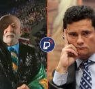 Boneco do presidente Lula em escola de samba e senador Sergio Moro.