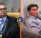 Ministro do STF, Fl&aacute;vio Dino e Jim Caviezel caracterizado como Jair Bolsonaro.