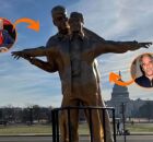 Est&aacute;tua de Trump e Epstein em famosa pose do "Titanic" &eacute; instalada na capital dos Estados Unidos