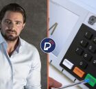 Daniel Vorcaro, dono do Banco Master e urna eletr&ocirc;nica.