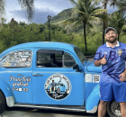 Viajante Guilherme Martin, torcedor do Gr&ecirc;mio, vai de Fusca pros EUA. 