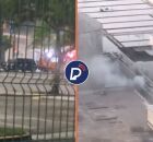 Momento em que viaturas atuam no combate &agrave; chamas e vista do Shopping Recife em chamas.