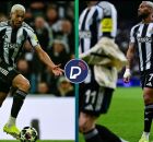 Joelinton em campo pelo Newcastle contra o Barcelona.