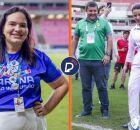 Michele Collins e Raquel Lyra na Arena de Pernambuco.