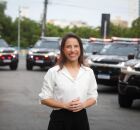 Governadora Raquel Lyra e viaturas da pol&iacute;cia