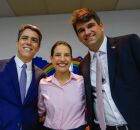 Governadora Raquel Lyra, Pedro Freitas, novo presidente da Amupe e Marcelo Gouveia, ex-presidente da Amupe.