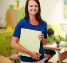 Professora em sala de aula.