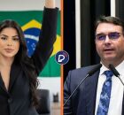 Sophia Barclay e Fl&aacute;vio Bolsonaro.