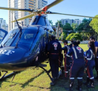 Adolescente foi socorrido no helic&oacute;ptero da PRF.