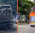 Um &ocirc;nibus foi completamente destru&iacute;do. 