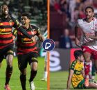 Jogadores de Sport e N&aacute;utico comemorando gol marcado.