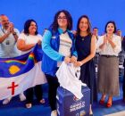 Raquel Lyra e estudantes da rede estadual de ensino
