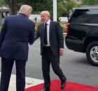 Trump e Lula apertando as m&atilde;os.