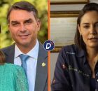 Fernanda, Fl&aacute;vio e Michelle Bolsonaro.