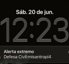 Alerta emitido aos celulares 