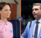 Michelle Bolsonaro e Fl&aacute;vio Bolsonaro.
