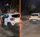 Mulher foi contida por populares at&eacute; chegada da pol&iacute;cia.
