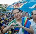 Raquel Lyra entregando obra de conten&ccedil;&atilde;o de encostas.