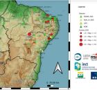 Mapa do Nordeste e abalos s&iacute;smicos 