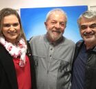 Mar&iacute;lia Arraes com Lula e Humberto Costa 