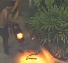 Homem arrancando sem&aacute;foro no Recife 