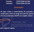 Apac sobe n&iacute;vel do av&iacute;so para aten&ccedil;&atilde;o e prev&ecirc; chuvas fortes no Grande Recife e Zona da Mata.