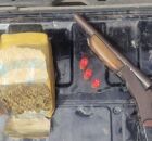 Tr&aacute;fico de drogas e posse ilegal de arma de fogo durante a Opera&ccedil;&atilde;o Fecha Batalh&atilde;o.