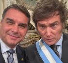Fl&aacute;vio Bolsonaro e Javier Milei