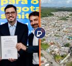 Douglas N&oacute;brega, presidente da Compesa junto a Armando Monteiro Bisneto, diretor-presidente de Suape e Ricardo Cerqueira, presidente da BRK Ambiental/ comunidades Nova Vila Claudete e Vila Claudete.