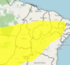 Mapa mostra regi&otilde;es afetadas pela baixa umidade do ar