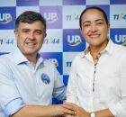 O deputado federal e candidato ao Senado Eduardo da Fonte (PP/UP) e a prefeita de Sert&acirc;nia, Pollyanna Abreu.